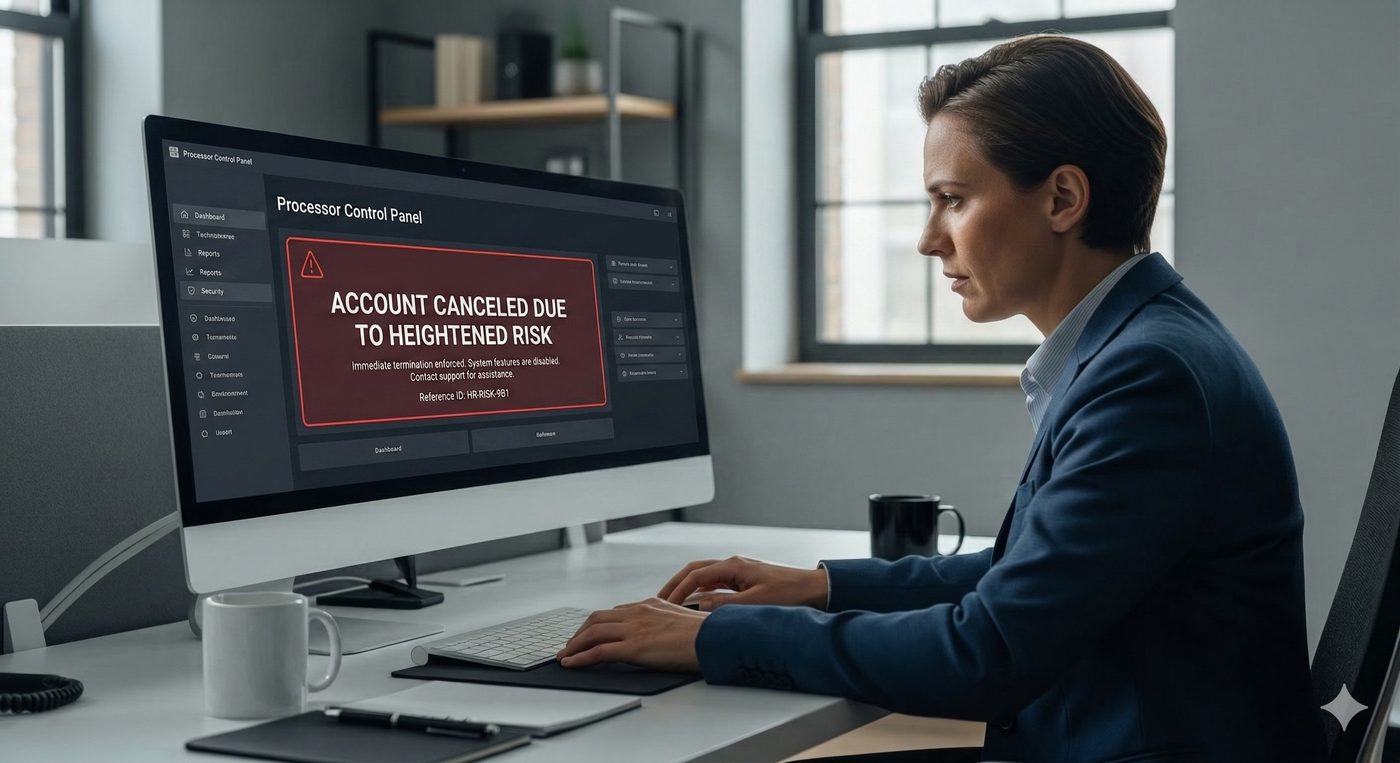Nonprofit administrator discovering payment account cancellation during active fundraising campaign